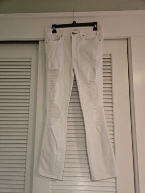 McGuire Denim White Distressed Flare Jeans